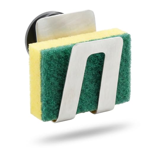 Magnetic Sponge Holder, Stainless Steel Kitchen Organizer | Quick Drying Design, Strong Magnet, Fits all Sink Types, Tool-Free Installation - color: Steel