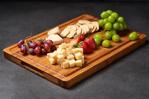 Allsum Bamboo Cutting Boards for Kitchen, 1" Extra Thick Wood Butcher Block, Heavy Duty Wooden Chopping Block, Charcuterie Boards & Cheese Platter - size: 14"L x 10"W