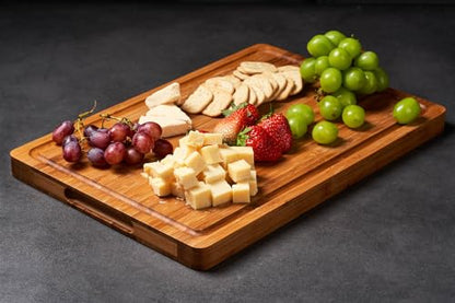 Allsum Bamboo Cutting Boards for Kitchen, 1" Extra Thick Wood Butcher Block, Heavy Duty Wooden Chopping Block, Charcuterie Boards & Cheese Platter - size: 14"L x 10"W