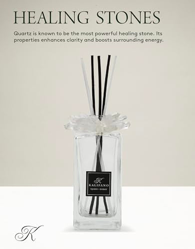 KALIFANO Luxury Quartz Crystal Diffuser Bottle with Selenite Reeds - Gemstone Fragrance/Aroma Vaporizer with Healing Effects (Essential Oils Not Included) - color: Quartz