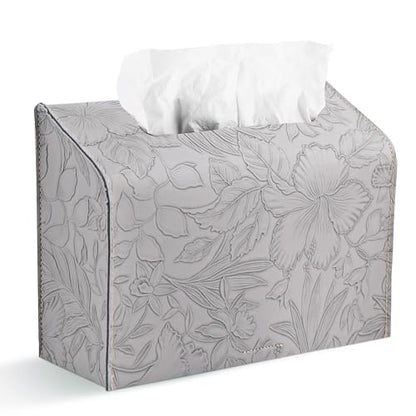 Leather Cover for Disposable Paper Hand Towel Box, Compatible with Kleenex Paper Hand Towel(1-Carved Grey) - color: 1-carved Grey