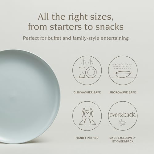 over&back Coupe Stoneware Serving Platter - Elegant 1-Piece Round Serving Platter to Complete Your Kitchen Set - 13.1" x 13.1" - Semi-Matte Fog Blue - color: Fog Blue, size: Round Platter