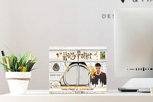 Harry Potter Deathly Hallows Silver Trinket Box - Ceramic Deathly Hallows Symbol Design with Lid - Great Gift for Any Fan - 12 oz