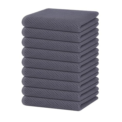 Homaxy 100% Cotton Waffle Weave Kitchen Dish Towels 9-Pack, Dark Grey | 13 x 28 Inches, Ultra Soft Absorbent Dish Towels, Quick Drying Cleaning Towels - color: Dark Grey, size: 13 x 28 - 9 Pack