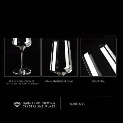 KROSNO Red Wine Glasses Set of 6, 16.9 oz, Infinity Collection | Wine Tumbler with Stem, Lead-Free Crystal Glassware, Drinking Glasses, Elegant Cups, Home & Restaurant, Dishwasher Safe - size: Red Wine 500 ml (Set of 6)