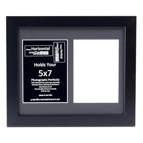 Creative Letter Art - 2 Opening 5x7 Black Picture Frame with 10x12-inch Black Mat Collage including Full Strength Glass, Alphabet Photography - color: 2 opening, size: Black w/ Black