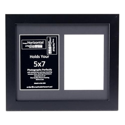Creative Letter Art - 2 Opening 5x7 Black Picture Frame with 10x12-inch Black Mat Collage including Full Strength Glass, Alphabet Photography - color: 2 opening, size: Black w/ Black