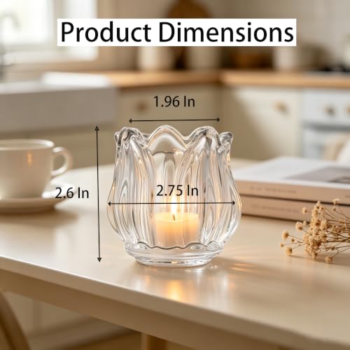 Votive Glass Tealight Candle Holders, Candles Not Included (Transparent Tulip-6 Pcs) - color: Transparent Tulip-6 Pcs