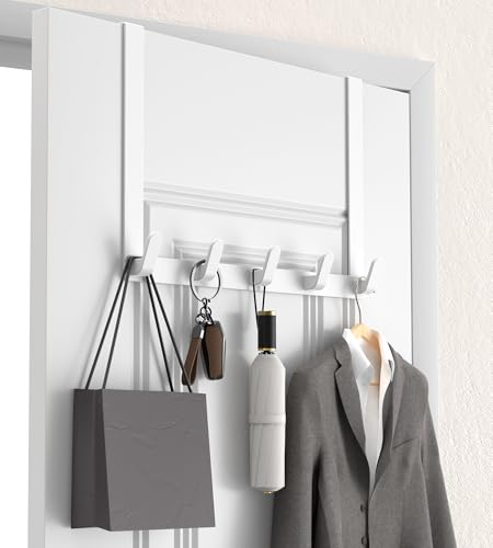 KitchLife Long Over The Door Hooks Hanger with 15.75" Extended Arms, Fits 1 3/8" Doors, L40U - Upgraded Thickened Heavy Duty Bathroom Accessories and Towel Rack Organization - 1 Pack, Glossy White - color: Glossy White, size: Fits 1-3/8" Doors with 15.75"
