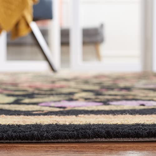 SAFAVIEH Chelsea Collection Accent Rug - 3'9" x 5'9", Black, Hand-Hooked French Country Wool, Ideal for High Traffic Areas in Entryway, Living Room, Bedroom (HK210B) - color: Black, size: 3'9" x 5'9" (Rectangular)