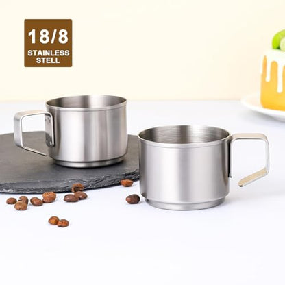 ZPUFAW 4Pcs Espresso Cups 4 oz Expresso Shots Cups 18/8 Stainless Steel Coffee Cups Set of 4