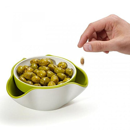 Joseph Joseph DDWG010GB Double Dish Pistachio Bowl and Snack Serving Bowl, Green/White - color: Green/White