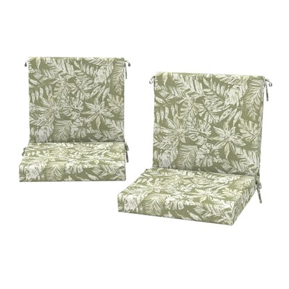 DYTXIII Outdoor Midback Chair Cushions Set of 2-20"x17" Water Repellent & Fade-Resistant Patio Seat Cushions with High-Resiliency Foam, Non-Slip Ties for Dining, Balcony Furniture-Tropical Green - color: Tropical Green