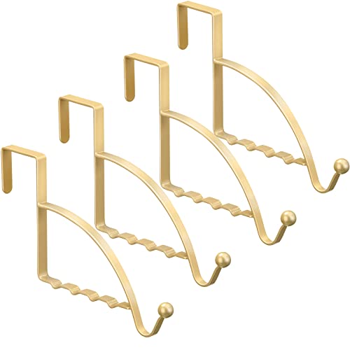 Hotop 4 Pieces Over Door Hooks Hanger Multi Hanging Storage Organizers Valet Hooks for Coats Clothes Hoodies Hats Scarves Purses Keys Bath Towels Robes & More (Champaign Gold) - color: Gold