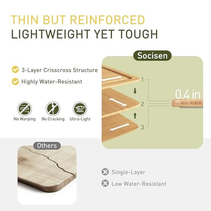Lightweight Durable Bamboo Cutting Board Set with Non-Slip Feet, Wood Cutting Board for Busy Kitchen, Easy Clean Wooden Chopping Boards with Juice Groove Best House Warming Gift Set of 3 (S+M+L) - color: Natural Bamboo, size: Set of 3 (Small + Medium + La