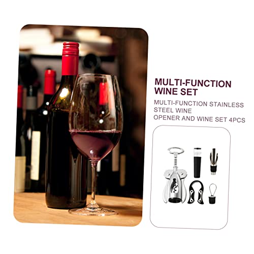 Ciieeo Multi-functional Stainless Steel Wine Bottle Opener Set Kit with Corkscrew Foil Cutter Vacuum Stopper and Pourer for Home Parties and Restaurants