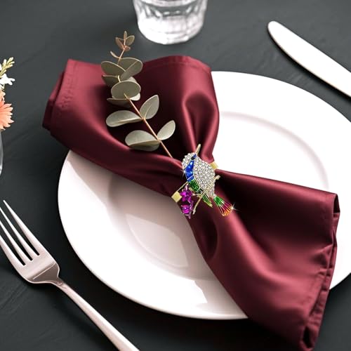 Hummingbird Napkin Rings Set of 6 Sparkly Rhinestone Bird Napkin Holder for Spring Party Garden Wedding Baby Shower Decor,Elegant Dining Table Setting for Holiday Gathering & Family Dinner - style: Blue