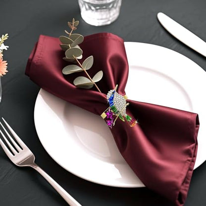Hummingbird Napkin Rings Set of 6 Sparkly Rhinestone Bird Napkin Holder for Spring Party Garden Wedding Baby Shower Decor,Elegant Dining Table Setting for Holiday Gathering & Family Dinner - style: Blue