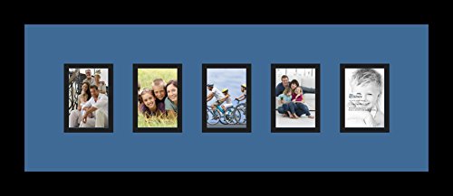 ArtToFrames Collage Photo Frame Double Mat with 5-2.5x3.5 Openings and Satin Black Frame - color: Liberty Blue, size: 2.5x3.5