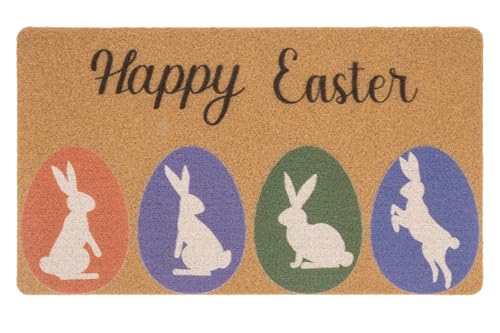 Easter-Welcome-Door-Mat Outdoor-Entrance Bunny-Rabbit Decorative Doormat Non-Slip Front Door Mat 17" x 29" - color: Brown - Style 6