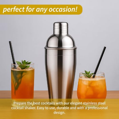 Cocktail Shaker Set Bartender Kit with Stand – Professional Bar Set for Home Bar – Martini Shaker, Jigger, Muddler & Strainer – Complete Drink Mixer & Bar Tools Set for Cocktails and Mixology 10 Pcs