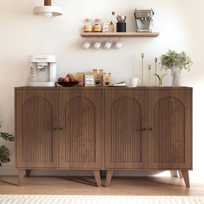 Sideboard Buffet Cabinet with Storage,Accent Cabinet,Storage Sabinet | Farmhouse Coffee Bar Cabinet with Adjustable Shelf & Solid Wood Legs for Living Room, Kitchen, Entryway, Walnut*2 pc - color: Walnut*2