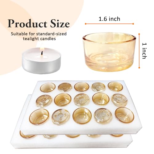 GOLDEAL 30 Pcs Gold Glass Small Tealight Candle Holders-Tea Candle Holders Bulk - Perfect for Weddings, Parties, Dinners - Ideal for 1.5" Standard Tealights and Candle Moulds… - color: Gold