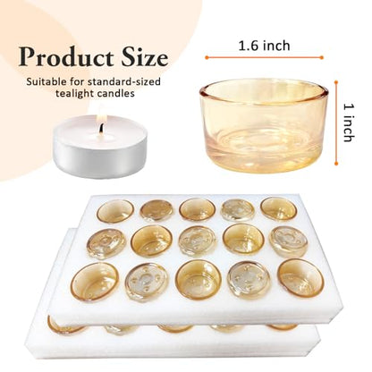 GOLDEAL 30 Pcs Gold Glass Small Tealight Candle Holders-Tea Candle Holders Bulk - Perfect for Weddings, Parties, Dinners - Ideal for 1.5" Standard Tealights and Candle Moulds… - color: Gold