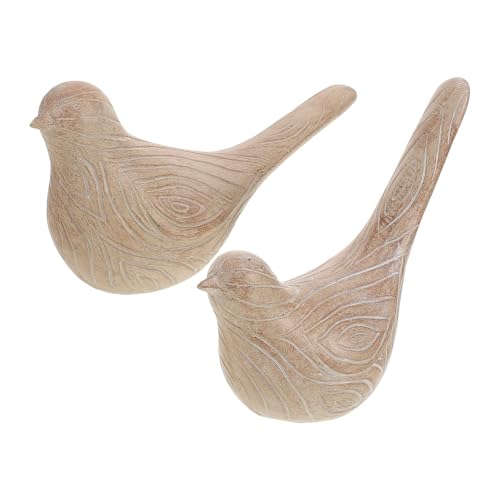 Kichvoe Resin Bird Statue Set of 2 Miniature Bird Figurines Handcrafted Decorative Resin Birds for Home Decor Tabletop Living Room Office Display