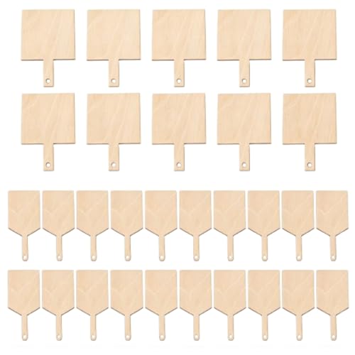 30 Pcs Mini Wooden Cutting Board with Handle,Unfinished Blank Cutting Board | Wood Paddle Chopping Board Small Kitchen Serving Board for Kitchen DIY Decor