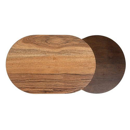 Bloomingville Oval Two-Tone Wood Cheese and Serving Board, Natural and Walnut - size: 15.8"L x 8"W
