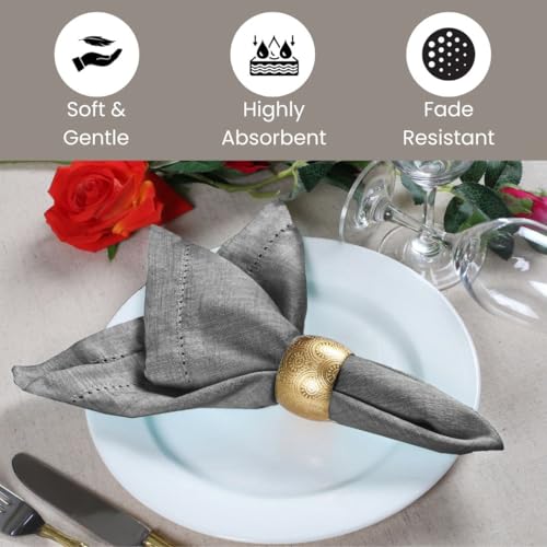 Cloth Dinner Napkins 100% Cotton Set of 6 - Soft Durable Washable - Ideal for Farmhouse Parties Wedding Christmas Easter - Perfect Everyday Use Table Cloth Napkins 18x18 Grey - color: Gray