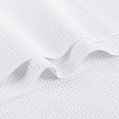 MICROFI Waffle Weave Bath Towel Set, Microfiber, 4 Pieces (Body/Hair/Hand/Face), Quick Dry, Lightweight, Super Absorbent, Lint Free, 380 GSM (White) - color: White