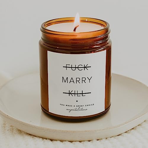 ThreeKin Engagement Candle, Gift for Engaged Couples | Lavender & Lemongrass Soy Wax Blend | 65-Hour Burn Time | Scented Jar for Bridal Showers & Brides to Be - size: 8oz, style: Marry