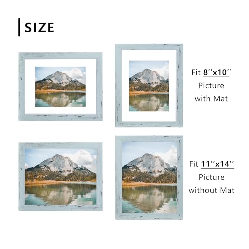 11x14 Picture Frame, Wall Gallery Photo Frame, Displays 11x14 inches without Mat or 8x10 inches with Mat, Blue 11x14 Frames - color: Blue, size: 11x14 inches 1P
