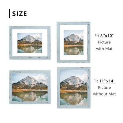 11x14 Picture Frame, Wall Gallery Photo Frame, Displays 11x14 inches without Mat or 8x10 inches with Mat, Blue 11x14 Frames - color: Blue, size: 11x14 inches 1P