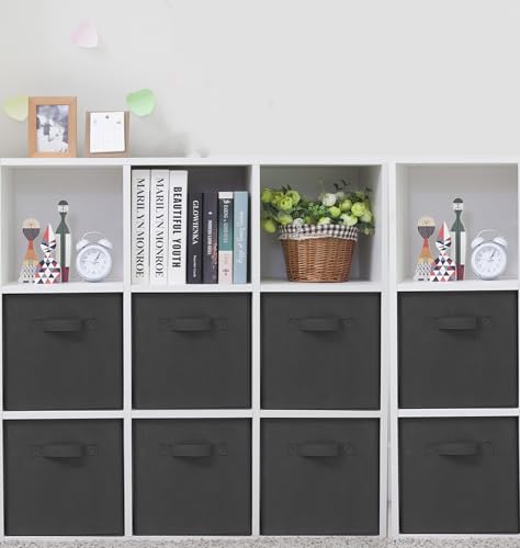 Storage Cubes, 11 Inch Cube Storage Bins, Set of 8, Fabric Foldable Storage Bins With Handles, Closet Storage Organizer Bins, Cubby Clothing Storage Baskets for Shelves, Black - color: Black, size: 8 Pack