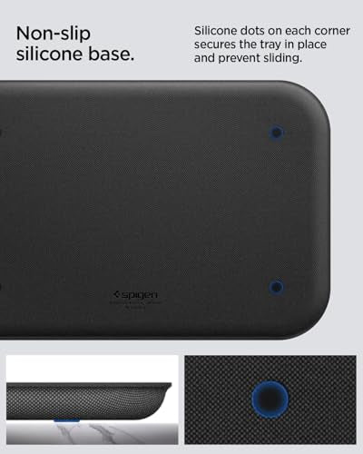 Spigen Modern Valet Tray, PU Vegan Leather Storage Organizer (Catchall) | For Entryway, Bedside, Desk, Nightstands, Keys, Wallet, Watch, Jewelry - Black - size: Catchall