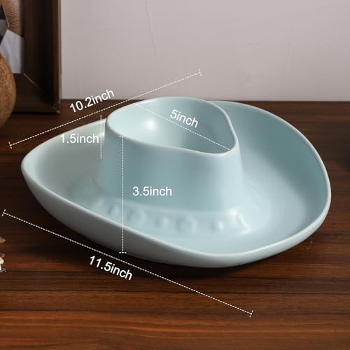 Chip and Dip Serving Set Bowl Cowboy Hat Chips and Salsa Serving Dish Blue - color: Pure blue