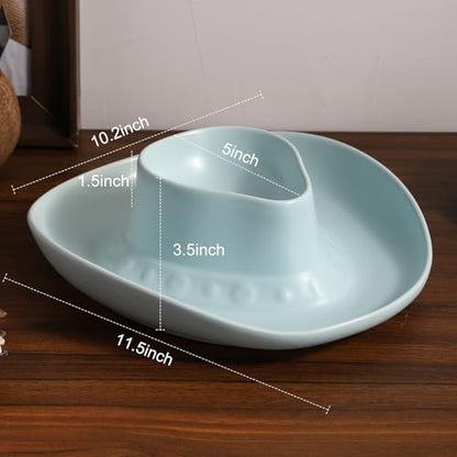 Chip and Dip Serving Set Bowl Cowboy Hat Chips and Salsa Serving Dish Blue - color: Pure blue