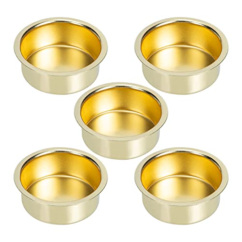 Uonlytech Wedding Table Decor 5pcs Tea Light Tins Cups, Golden Metal Tea Light Candle Holder Empty Scented Candle Cup DIY Candle Holders for Party Wedding Table Decoration Tapered Candlestick Holders - color: Golden