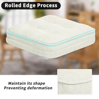 GOFORIT Memory Foam Cushion，Square Seat Cushions for Dining Chairs,Non-Slip Chair Pads with Removable Cover, 16'' x 16'', Off White - color: Off White
