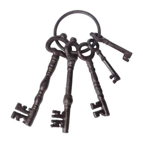 Notakia Large Vintage Cast Iron Skeleton Key Ring Antique Keys Set For Farmhouse Decor, Halloween Party Costume Prop - style: Style-1