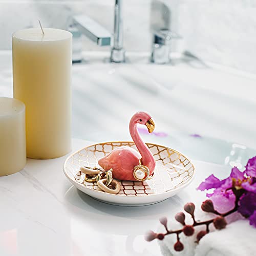 PUDDING CABIN Flamingo Gifts for Women Ring Holder for Jewelry, Pink Decor Flamingo Gift for Women Girls Friend Her Mom Mothers Day Birthday Christmas Thanksgiving Valentines - style: Flamingo
