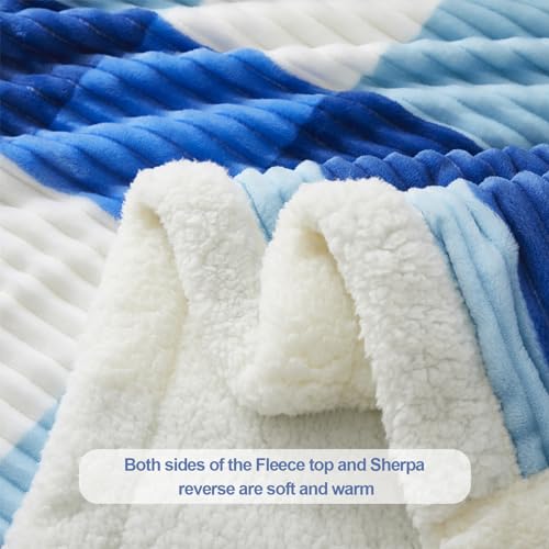 PU MEI Sherpa Blanket Twin Plaid Thick Bed Blanket, 60”*80” Super Soft Flannel Fuzzy Fleece Reversible Velvet Plush Warm Blanket for Couch (Blue Check, 60"*80") - color: Blue Check, size: 60"*80"