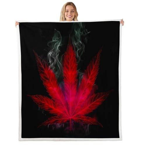 Marijuana Throw Blanket Red Cannabis Leaf Printed Bed Blanket, for Adult Women Teens Marijuana Weed Leaf Fleece Blanket Exotic Leaves Rustic Soft Boho Trippy Hippie Sherpa Throw Blanket, Baby - color: Multi 15, size: Baby(30"x40")