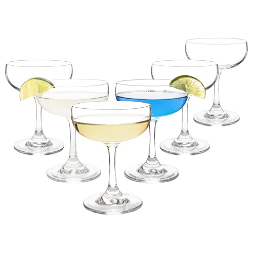 Coupe Champagne and Cocktail Glasses Set of 6, 7 oz | Daiquiri Manhattan Glasses Martini Drinking Set for Parties, Bars and Gifts - size: Set of 6, 7 oz