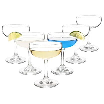 Coupe Champagne and Cocktail Glasses Set of 6, 7 oz | Daiquiri Manhattan Glasses Martini Drinking Set for Parties, Bars and Gifts - size: Set of 6, 7 oz