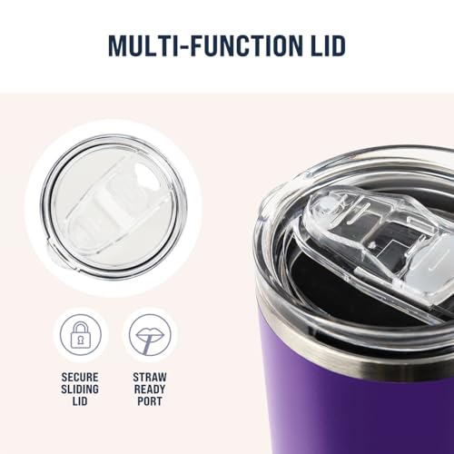 Hogg 20 oz Skinny - Purple, Powder Coated Tumblers for Laser Engraving, Engravable Tumblers Bulk, Stainless Steel Cups Bulk, Insulated Cups with Lids - color: Purple