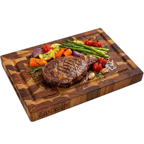 EcoDecors End Grain Teak Cutting Board 10x6, FSC Certified | Compact size fits small kitchens, apartments, RVs, bar carts, and campers without sacrificing performance. - color: End Grain Teak, size: 10"L x 6"W